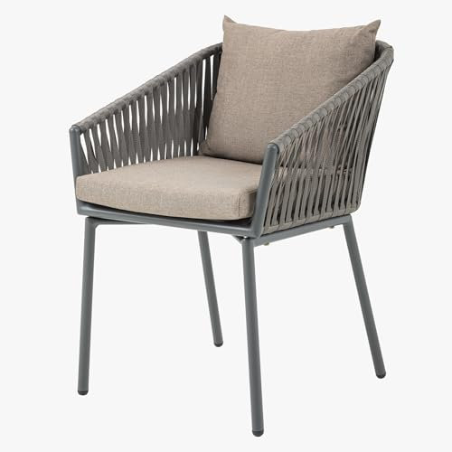 Riess Ambiente Moderner Stuhl Rope - anthrazit Aluminium - Gartensessel inkl. Kissen In- und Outdoor