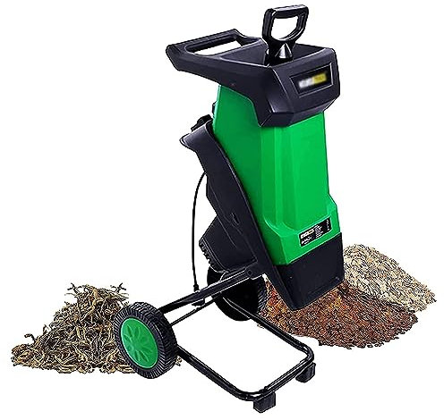 Sweet taize 2400W Electric Garden Shredder Wood Chipper, Max.40mm Cutting Capacity, 50L Collection Bag, Leaf Mulcher for Lawn and Garden Use, Chippers+30M Power line