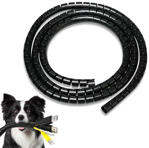 TenaLucy 5M Kabelschlauch,Ø10mm Kabelschutzschlauch, Organizer Kabelkanal | Spiral Kabelhülle Schutz, Schwarz Flexible Kabelsalat, Spiralschlauch Kabelmanagement Kabelspirale für Katzen Hunde
