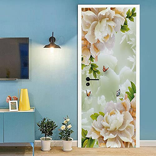 Türtapete Selbstklebend Kamee Blume Schmetterling Tür Türtapete Selbstklebend Türposter,Fototapete Selbstklebend 3D Pvc Türaufkleber Diy Türbild,Türfolie Poster Tapete B100 x H200cm