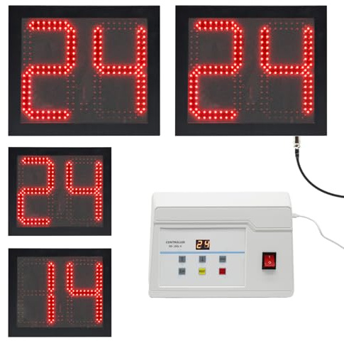 Ousmile Lot de 2 minuteurs de basket-ball, 14/24 secondes, heure personnalisée, chronomètre numérique portable pour but de basket-ball, console 24S avec buzzer