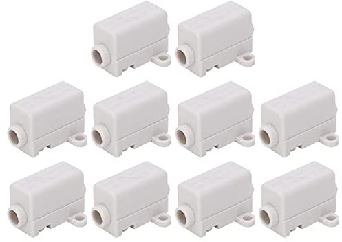 10Pcs Inline Junction Connector Box, ABS Flame-Retardant Material, Integrated Brass Conductor, T-Type Terminals Connectors, 400V 60A, for Ceiling Light, Switch, Electric Meter