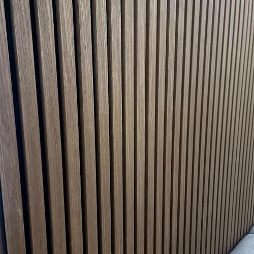 Real Wooden Acoustic Slatted Wall Panels | Sound Proofing & Acoustic Wall Panels for Home & Office | Wooden Wall Panels Wall Decor | Pack of 4 (W: 60cm x D: 2cm x H: 240cm) (Charcoal Black)