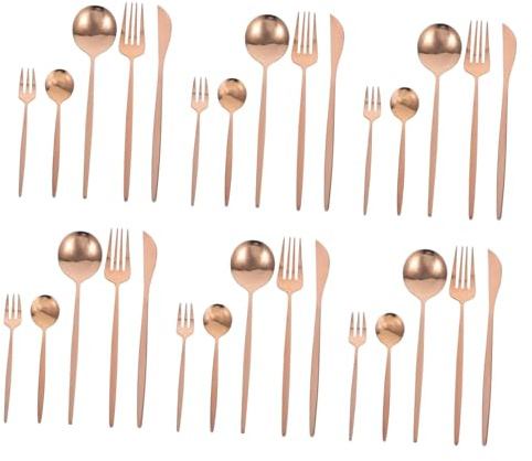 Amosfun 30stücke Teiliges Besteckset Mit Gabeln Löffeln Und Messern Edelstahl-geschirrset in Roségold Für Zuhause Küche Party Hotel Restaurant Hochzeitsservice