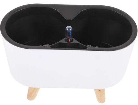 Milisten Maceta De Autorriego Blanca con Base De Madera y Medidor De Nivel De Agua para Interior, Tamaño Moderado, Contenedor De Flores De Plástico Autocontrolado para Oficina y Hogar