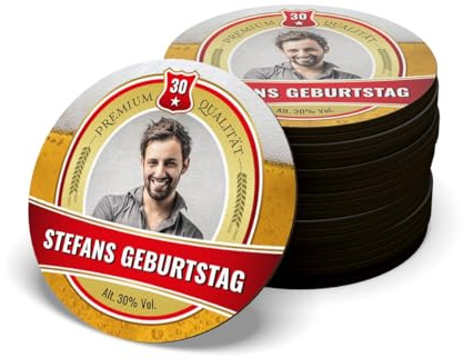 Personalisierte Bierdeckel/Untersetzer 6er Set abwaschbar und Wieder verwendbar - Bier Motiv - hochwertiges HDF 3mm (gepresstes Holz) mit klarem, intensiven UV-Druck