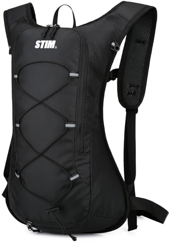 STIM 12L Kleiner Wanderrucksack für Herren Damen Leicht Wasserfest Reiserucksack für Outdoor Camping Schwarz