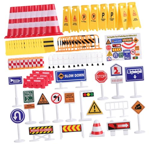 BESPORTBLE Set de Jouets Panneaux de Signalisation Routière Plastique pour Garçon Fille de Petits Panneaux de Signalisation de Circulation Éducatifs et Accessoires de Jeu de Route