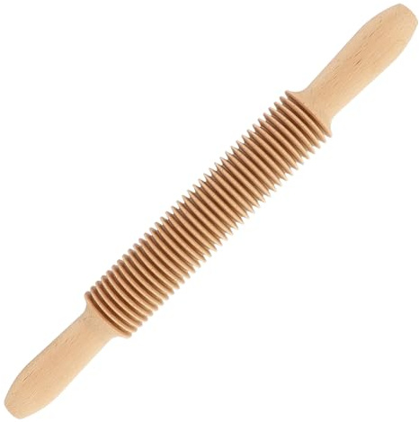 ROMISBABA Mattarello Inciso in Legno Di Faggio Per Pasta Fatta a Mano, Tagliapasta a Rulli a Traliccio, Rullo Per Spaghetti Multifunzione Adatto a Cucina Casalinga e Preparazione Dolci