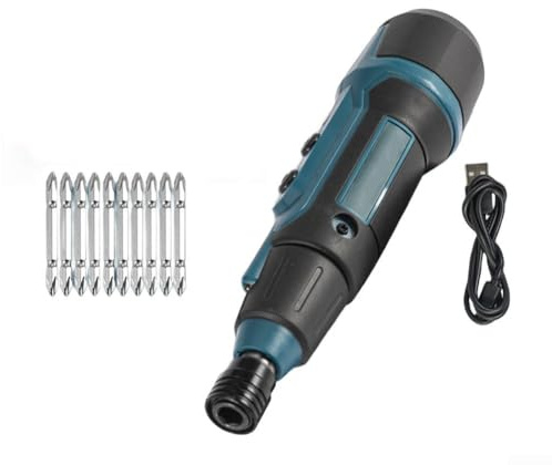 Eawfgtuw Set di cacciaviti elettrici a batteria da 3,6 V ricaricabili con 4 impostazioni di coppia, luce da lavoro a LED, porta punte magnetico e 10 punte per montaggio di mobili, riparazioni