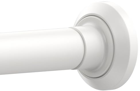 ENJOYBASICS Shower Curtain Pole 84 to 183 cm, 1 Inch Extendable Tension Rods for Curtains No Drill, Shower Rail for Bathroom, Closet, Window, Room Divider, Never Rust, Non Slip,White