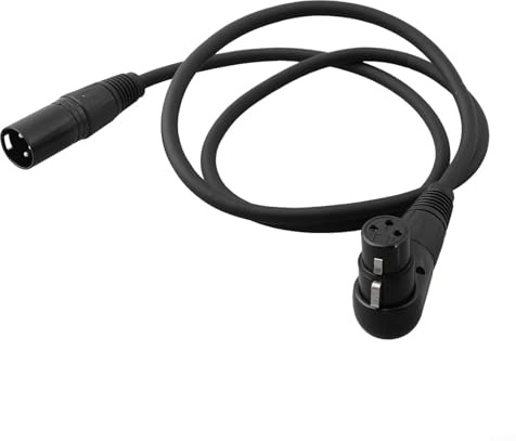 Oniissy 90 Degree Right Angle XLR Female to Straight Male Microphone Extension Cable Adapter 3-Pin Balanced Audio Connector for Speaker Studio Mixer Recording(1M)