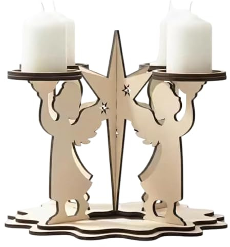 Candelabro – Centro de Mesa de Madera de Dorado, Vela de té, decoración rústica de Temporada del hogar, decoración de Mesa de Varias Piezas | Adecuado para repisa de Chimenea