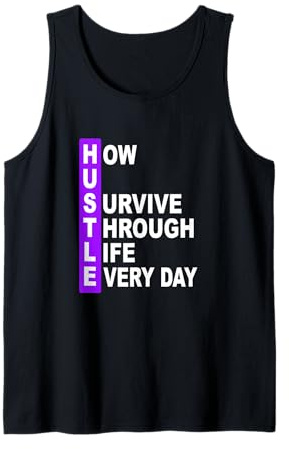 Color Morado H.U.S.T.L.E. Gráfico Morado Camiseta sin Mangas