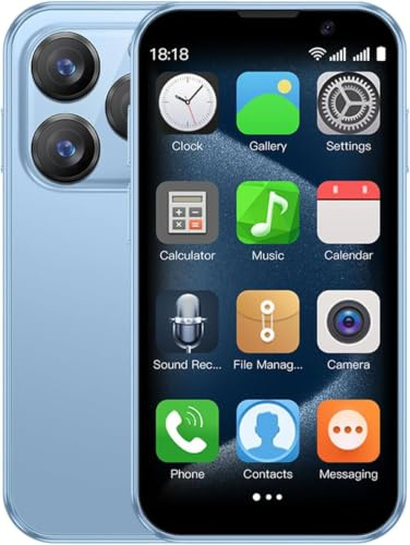 Mini-Smartphone 3G, Petit TéLéPhone Portable Double SIM de 3 Pouces, Android 9, Batterie de 1000 mAh, TéLéPhone Portable de Secours Avec Reconnaissance Faciale, 2 Go de Ram + 16 Go de Rom (Bleu)