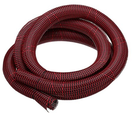 QUARKZMAN Guaina Intrecciata Autosigillante 2 10Ft Nero/Rossa Con Fessura UL94-V2 Ignifuga In PET Per Cavi Automobilistici E Gestione Cavi Domestici