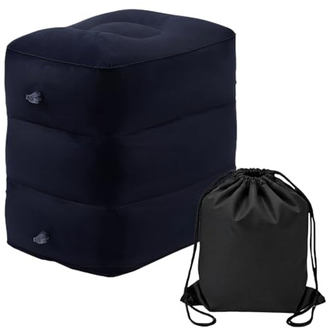 GXGM Repose-pieds gonflable pour enfants,repose pied avion, coussin de voyage à hauteur réglable pour avions, voitures, voyages, bureau, essentiels de voyage en pour tout-petits (Noir)