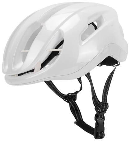 Plyisty Casco de Ciclismo para Bicicleta de Montaña de Carretera, Circunferencia de Cabeza Ajustable, Casco de Equitación para Hombres y Mujeres, Blanco Brillante