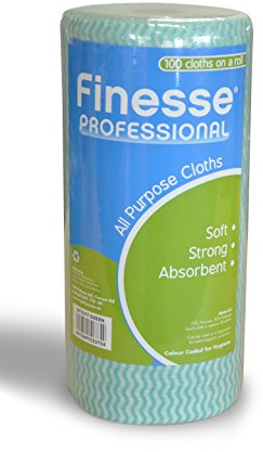 Finesse Professionelle Allzwecktücher, Rolle mit 100 Stück, weich, stark und saugfähig, Grün