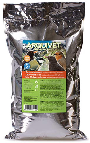 Arquivet Universell pasta för insektätare och fruktätare – foder för fåglar – Mat för alla typer av fåglar – Krossade bär och frön samt torra insekter och blandade räkor – 5 kg