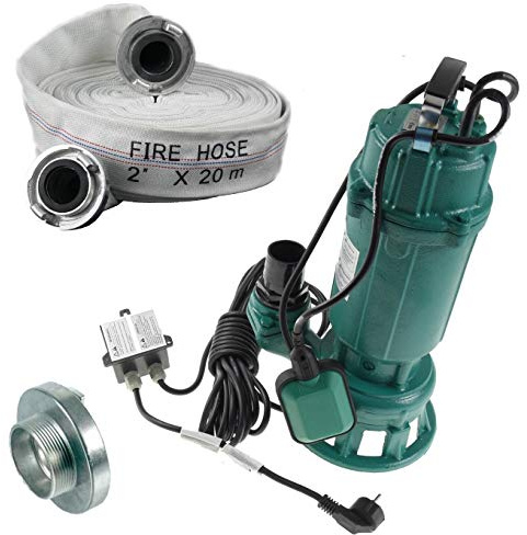 Profi Fäkalienpumpe m. Schneidmesser Schmutzwasserpumpe 18 m³/h + 20m Schlauch