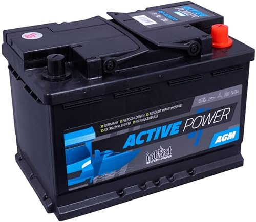 intAct AGM Versorgungsbatterie 12V 70Ah - speziell für Camping, Wohnmobil und Boote - auslaufsichere und wartungsfreie AGM-Batterie - Maße (LxBxH): 278x175x190mm, Pluspol rechts