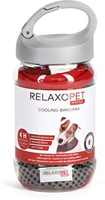 RelaxoPet® Fresh Hitzschutz Bandana für Hunde L-XL, Kühlhalstuch aus PVA mit Schnellverschluss, Wiederverwendbar, Kühlt ohne Chemie nur mit Wasser, Inklusive Kunststofftube