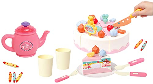 Luna Tee Service mit Torte Kuchen zum Schneiden Kinder Spiel-Set 39-TLG.