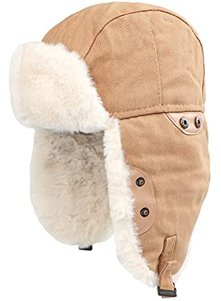 FakeFace Herren Damen Fliegermütze Warm Trappermütze Trapper Hut Wintermütze mit Ohrenklappen Winddicht Russische Mütze Fellmütze Skimütze Dicker Fleece Bombermütze Skimütze