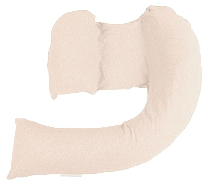 DreamGenii Pregnancy Support and Feeding Pillow, Support For Left Lateral Sleeping in Pregnancy and Beyond With Removable, Washable Cover - Beige Cotton Jersey