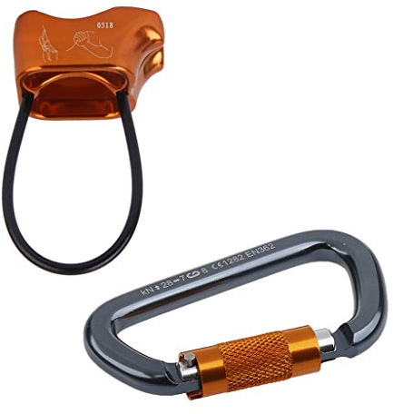 ATC Sicherungsgerät aus Aluminiumlegierung, 25 kN, für Bergsteigen, Klettern, 28 kN D Karabiner, Aluminium, Drehverschluss, Bergsteigen und Klettern, Grau