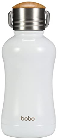 YOHKOH Mini bouteille d'eau isotherme avec couvercle en bambou – Petite bouteille d'eau isotherme sous vide de 250 ml pour femmes et enfants, chaud pendant 12 heures et froid pendant 24 heures,