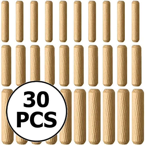 Wooden Dowel Pin Wood Kiln Dried Fluted Beveled Hardwood - 30 PCS (6mm-8mm-10mm)