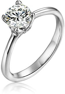 Gualiy 18 Karat Goldring mit Moissanit, Damen Ringe Echtgold Minimalist Ring 4-Prong mit Moissanit Verlobung Ring Damen Größe 54 (17.2)