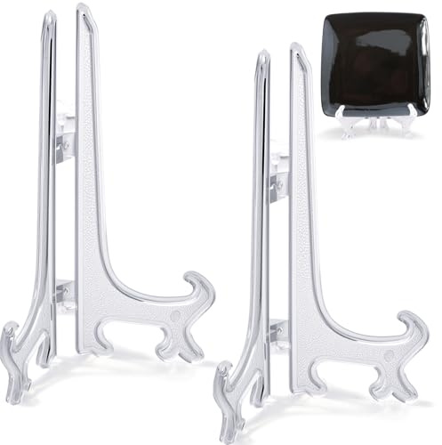 Funzhan 2 Stück Transparenter Tellerhalter 20cm, Kunststoff Plattenständer