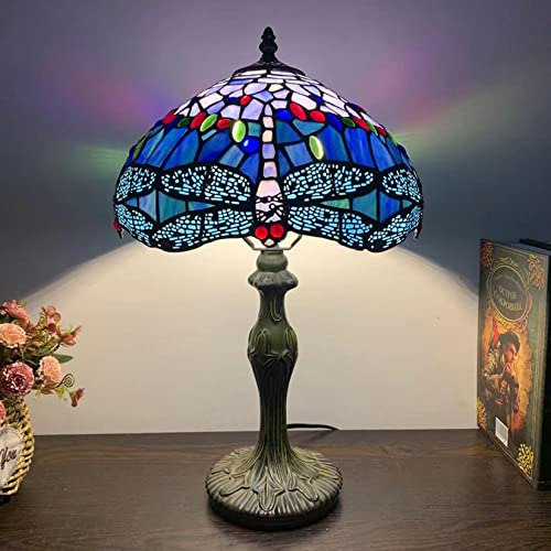 Tiffany Stil Tisch Licht Buntglas Lampe Schirm Lila Tulpe Blume Lesepult Licht 12 Zoll für Schlafzimmer Studie Wohnzimmer Studenten Büro,C