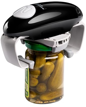 YUET Abridor de Tarros Eléctrico, Accesorio de Cocina, Abrelatas Automático para Nuevos Frascos Sellados, Portátiles Apertura el Abrelatas de Manos Libres con Menos Esfuerzo para Abrir(Negro)