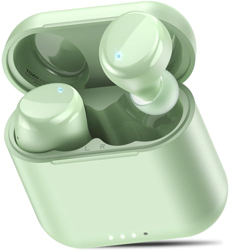 TOZO T6 Cuffie Bluetooth 5.3 con Controllo Touch ORIGX 2.0 Acustica EQ Regolazione 50 Ore Riproduzione Supporta Caricatore Wireless e USB Tipo C IPX8 Verde