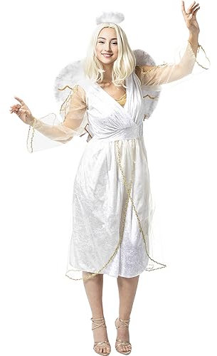Funidelia | Engel Kostüm Deluxe für Damen Weihnachten, Krippenspiel - Kostüm für Erwachsene & Verkleidung für Partys, Karneval & Halloween - Größe S - Weiß