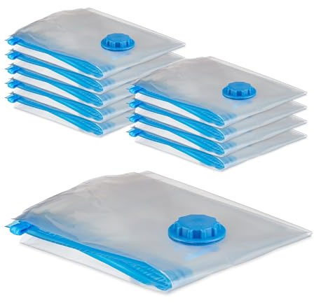 Relaxdays Sacchetti Sottovuoto per Vestiti, Set da 10, Sacchi sotto Vuoto per Valigia Misura L, Vacuum Bags, Trasparente, L