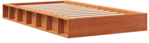 vidaXL Massivholzbett, Holzbett Bett für Schlafzimmer, Bettgestell Bettrahmen mit Lattenrost, Einzelbett Schlafzimmerbett, Wachsbraun 100x200cm Kiefer
