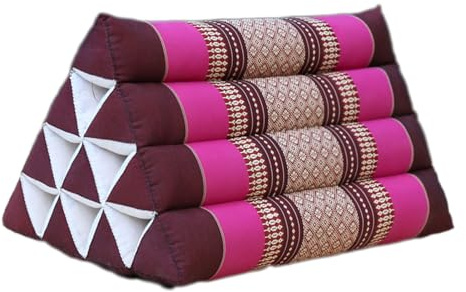 XLIHAWY Thailand Triangle Cushion, Kapok Filling Soft and Comfortable Mattress, Floor Cushion with Cotton Cover for Home Relax Reading, 10.63in Tall(Pink)
