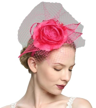 Sinamay-Fascinator für Damen, Fuchsia-Blume, Stirnbänder, Fascinator, Hüte, Hochzeit, Kirche, Derby, fuchsia, Einheitsgröße