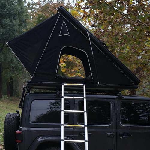 KK-GGL All Black Camping Dach Top Zelt, Ausgedehne Markise -SUV -Top -Zelt, Wetterfestes LKW Van Van Dachzelt Für 3 Personen, Deluxe Campingzubehör, Hard -Shell -Anhängerzelt
