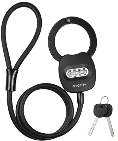 oGoDeal E Scooter Schloss, Handschellenschloss mit Zahlencode 120 CM, Hochsicherheits Roller Schloss mit Reset Schlüssel für Scooter Roller, Fahrrad, Kinderwagen, E-Bikes