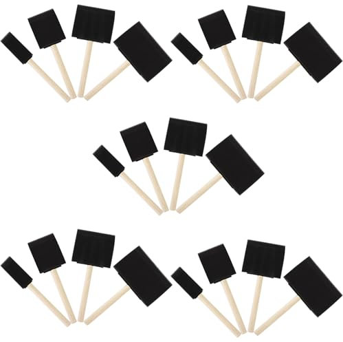 XUSSMM 20 Stück Schwammpinsel, 1 2 3 4 Zoll Schaumstoffpinsel mit Holzgriff, Lacktupfer für Malerei, Kunsthandwerk, DIY