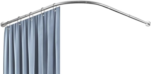 BAOYOUNI Duschvorhangstange Gebogen L Form, Verstellbare Ecke Duschstange aus Edelstahl, Bohrmontage Duschvorhangstangenhalter für Badezimmer, Badewanne, Umkleidekabine, (90-130) x (90-130) cm