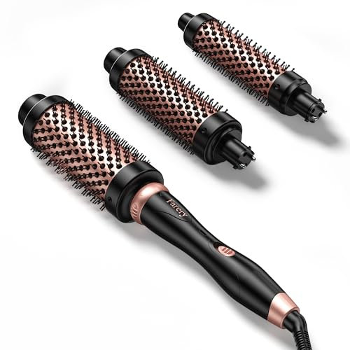 FARERY Thermal Brush Set 3 in 1, One Temp 200 ℃, spazzola calda per capelli medio-spessi e grossolani, spazzola calda in ceramica a riscaldamento rapido, spazzola termica sostituibile, doppia tensione