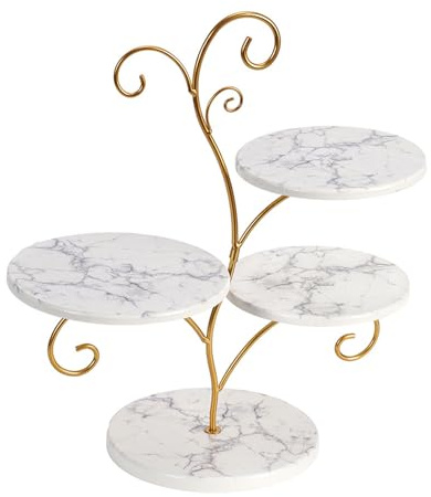 LSFYYDS Alzata da Portata a 3 Livelli con Pannelli a densità 3 Pezzi, Vassoio da Portata, Supporto da Dessert con Supporto in Metallo per Tavolo da Festa, Espositore Alimentare Divertente