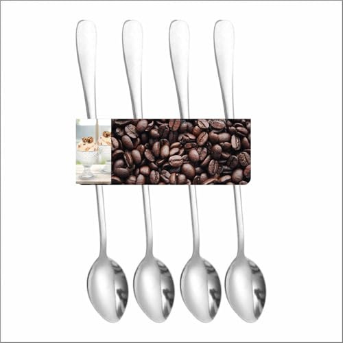4 Pcs Ice Cream Spoons Latte Long Handle Stainless Steel Sundae Dessert - Hot Chocolate Jam Spoon Coffee Spoons Long Handled